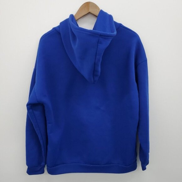 SHEIN New York Graphic Thermal Hoodie Sweatshirt Size XL Blue Kangaroo Pocket - Picture 2 of 13